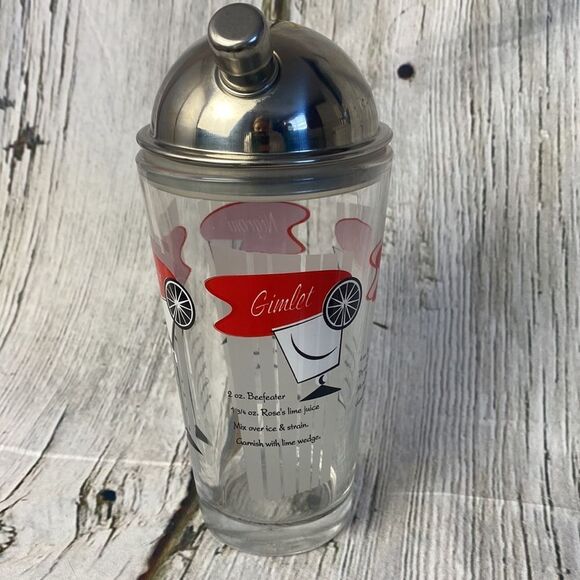 Vintage Cocktail Shaker Glass Silver Dome Lid - Picture 5 of 9